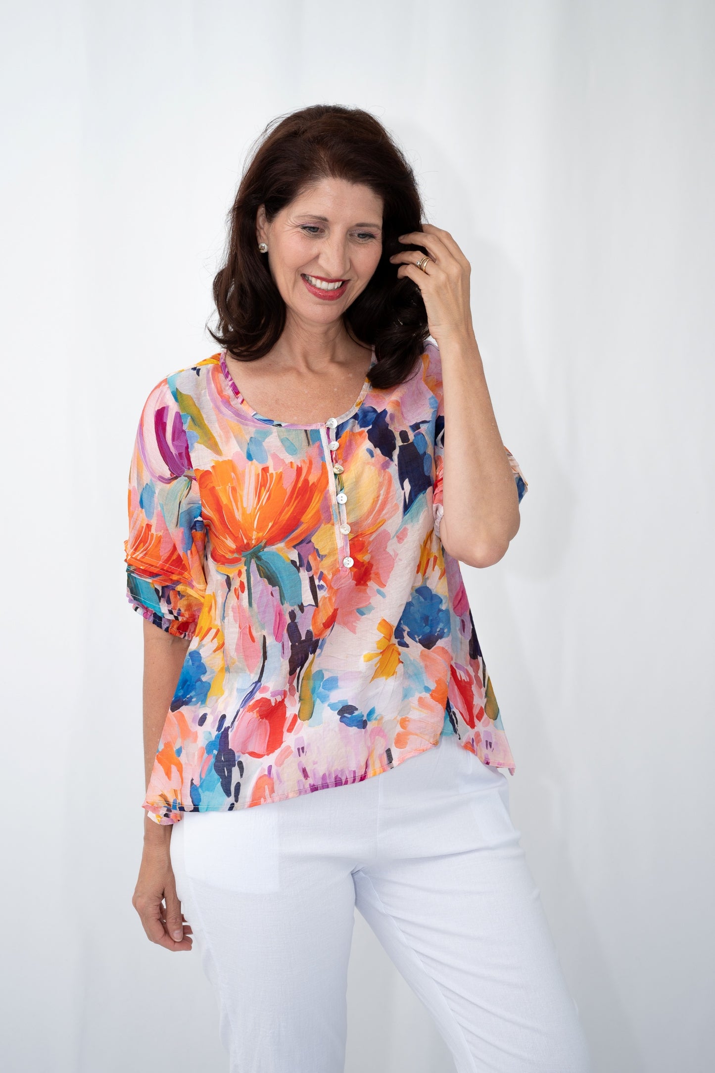 Watercolour Blooms Yoke Top