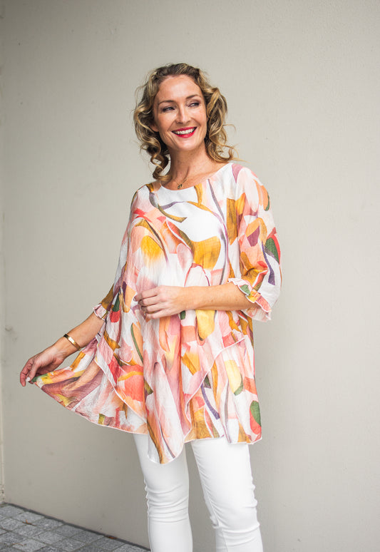 Abstract Darted Layered Top