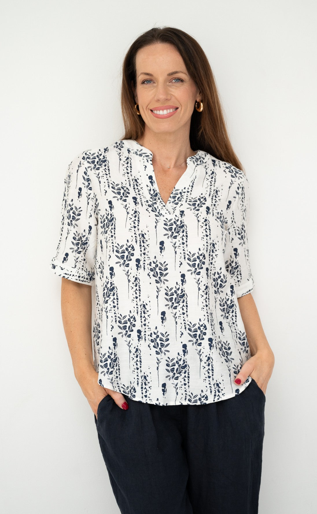 Leafy Smudge Yoke Top