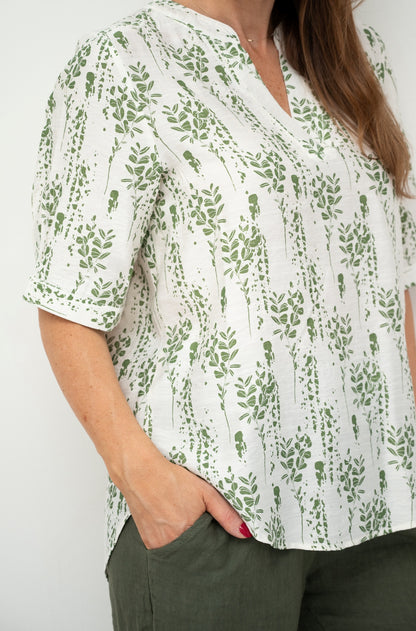 Leafy Smudge Yoke Top