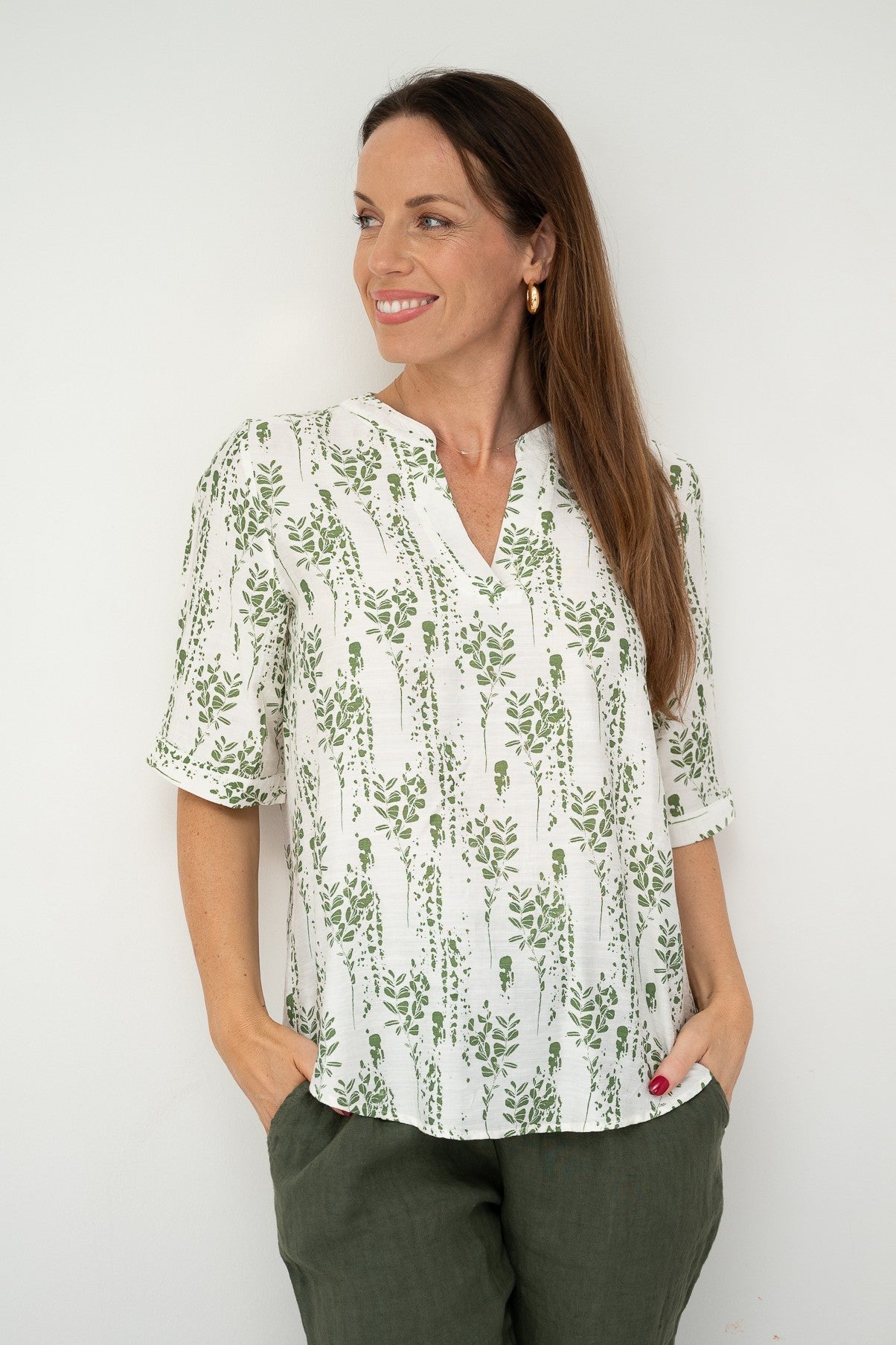 Leafy Smudge Yoke Top