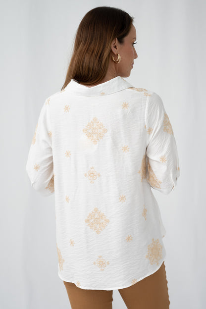 Embroidered Motif Button Up Shirt