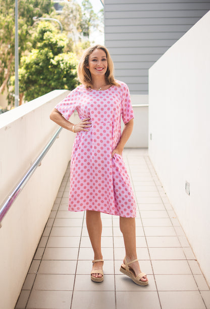 Polka Dot Scoop Midi Dress