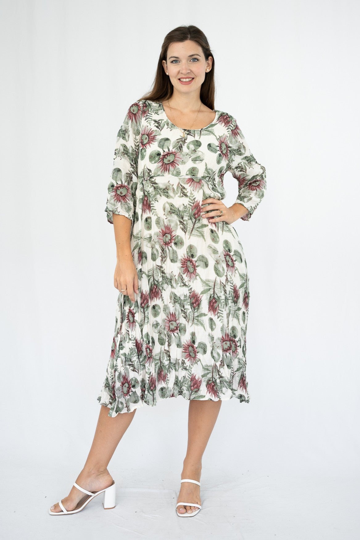 Polka Protea Scoop Midi Dress