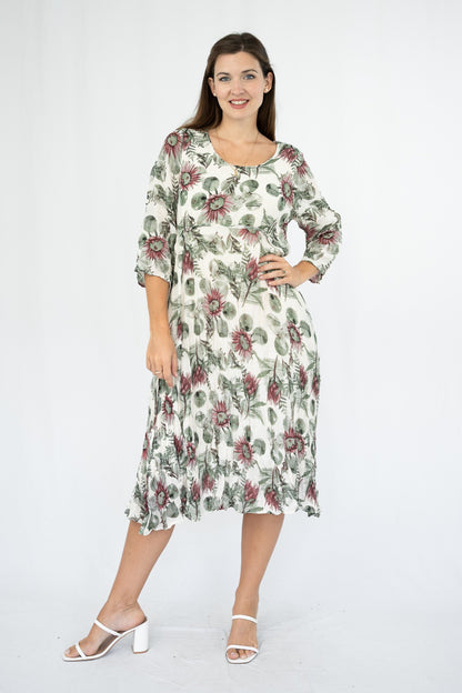 Polka Protea Scoop Midi Dress