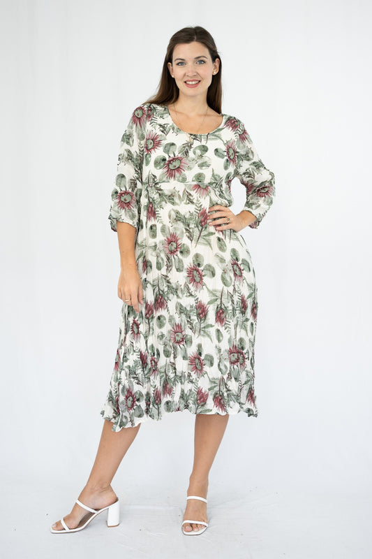 Polka Protea Scoop Midi Dress