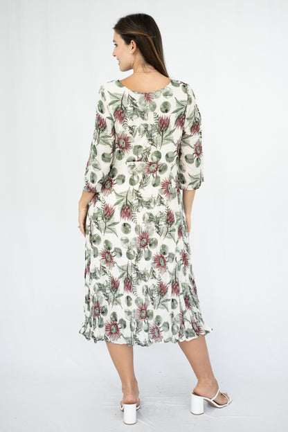 Polka Protea Scoop Midi Dress