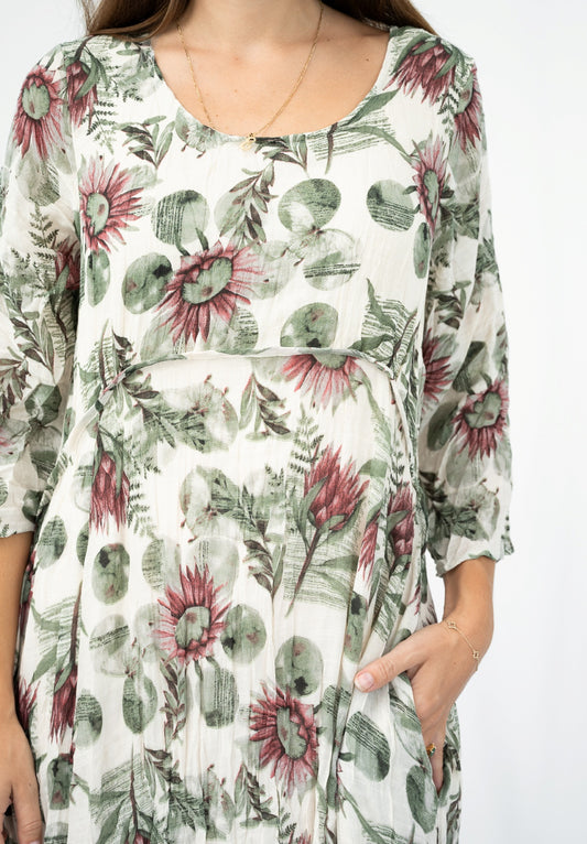Polka Protea Scoop Midi Dress