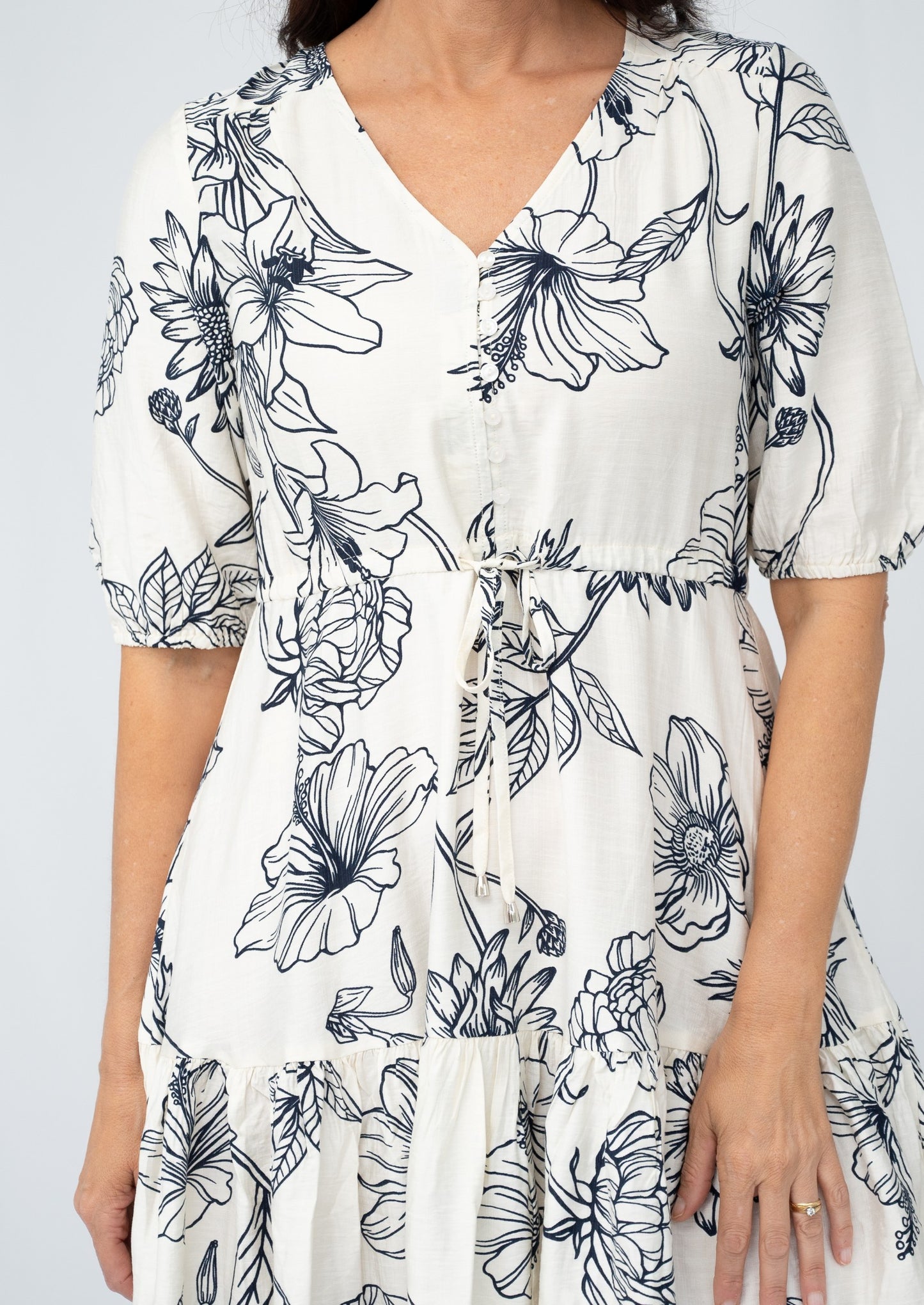 Floral Sketch Tiered Dress