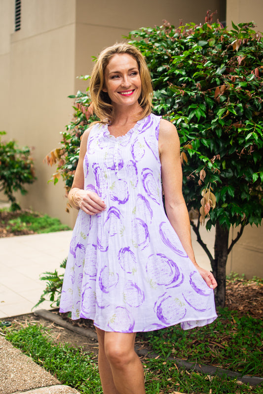 Frilly Fruit Pleat Short Dress