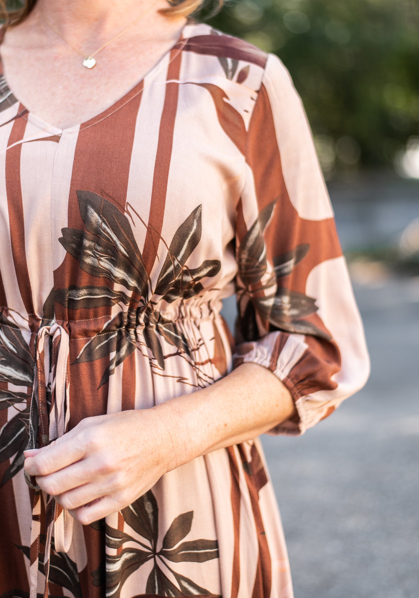 Chocolate Leaves Tiered Maxi Dress