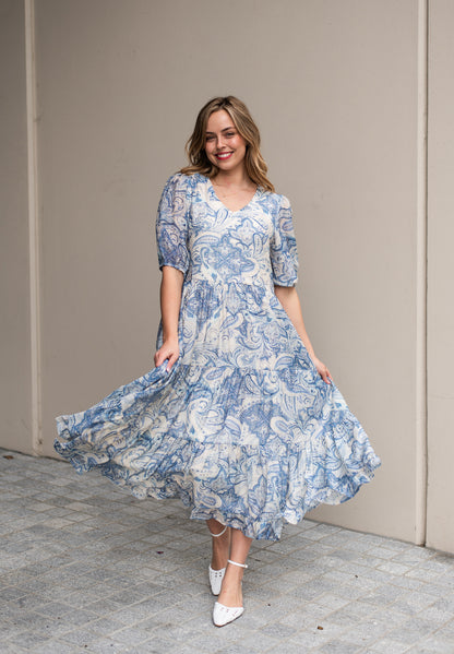 Paisley Tiered Midi Dress