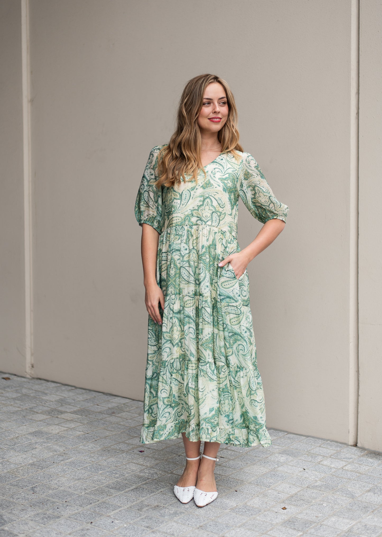 Paisley Tiered Midi Dress