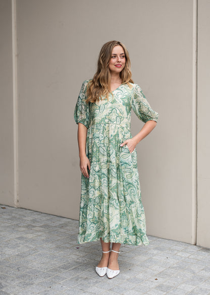 Paisley Tiered Midi Dress