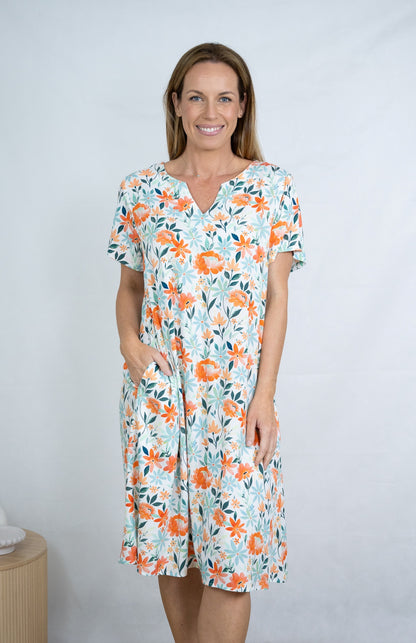 Orange Blossom Pocket Shift Dress