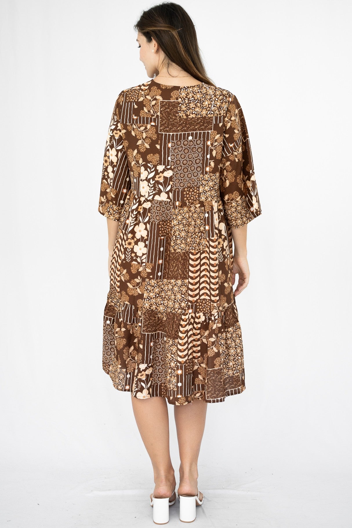 Floral Patchwork Tiered Dress