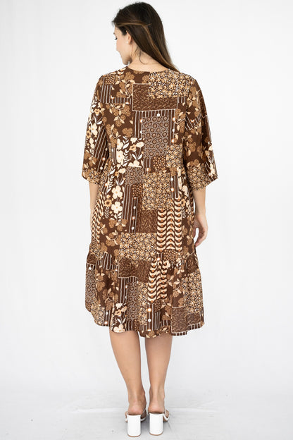 Floral Patchwork Tiered Dress