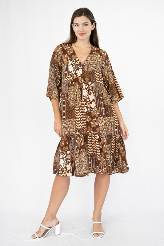 Floral Patchwork Tiered Dress