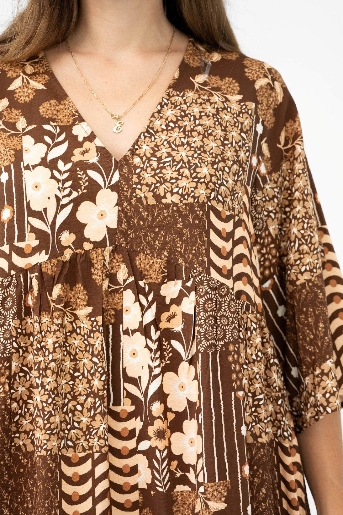 Floral Patchwork Tiered Dress