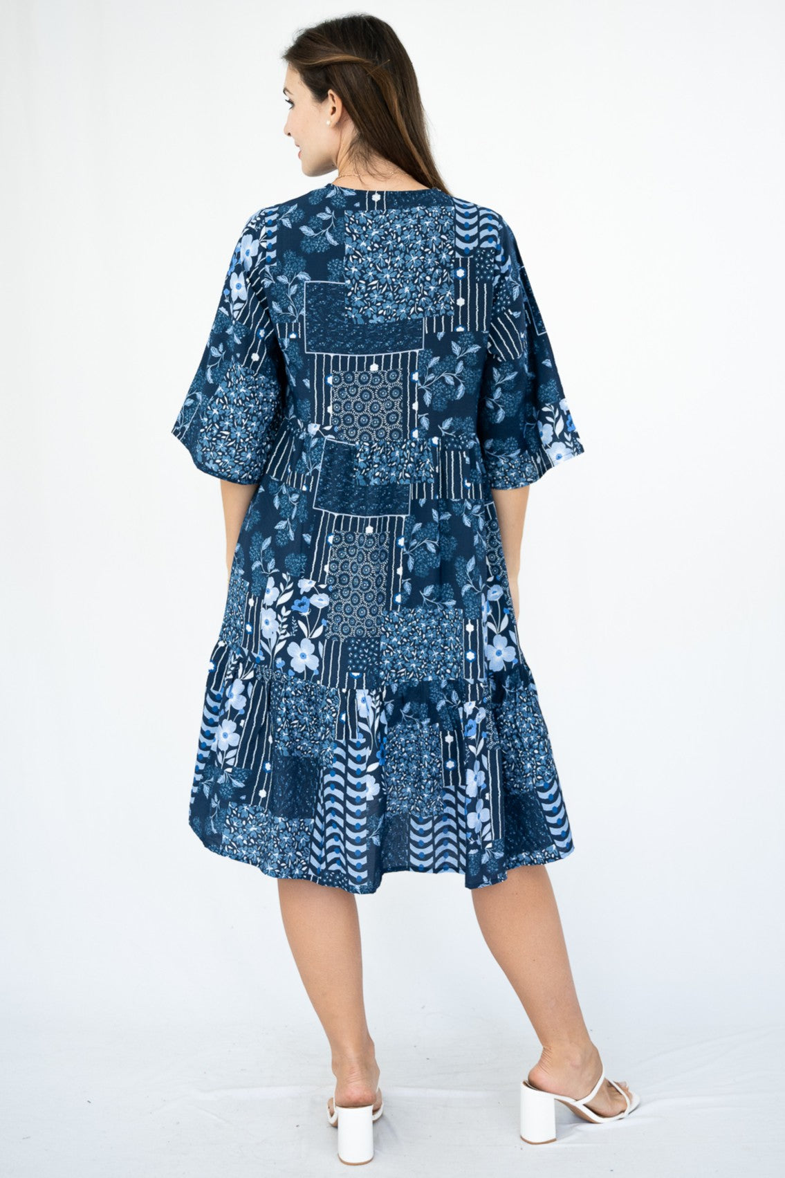 Floral Patchwork Tiered Dress