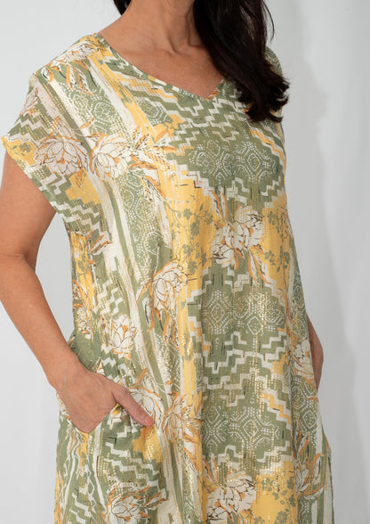 Aztec Garden Pocket Shift Dress