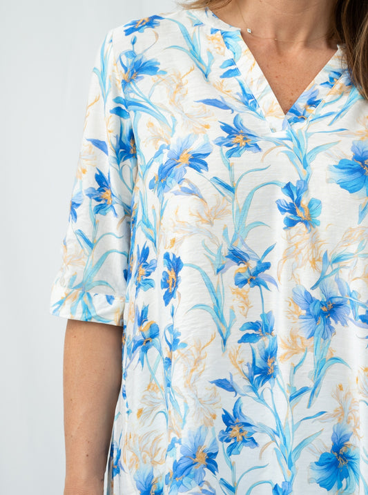 Blue Iris Frill Yoke Top