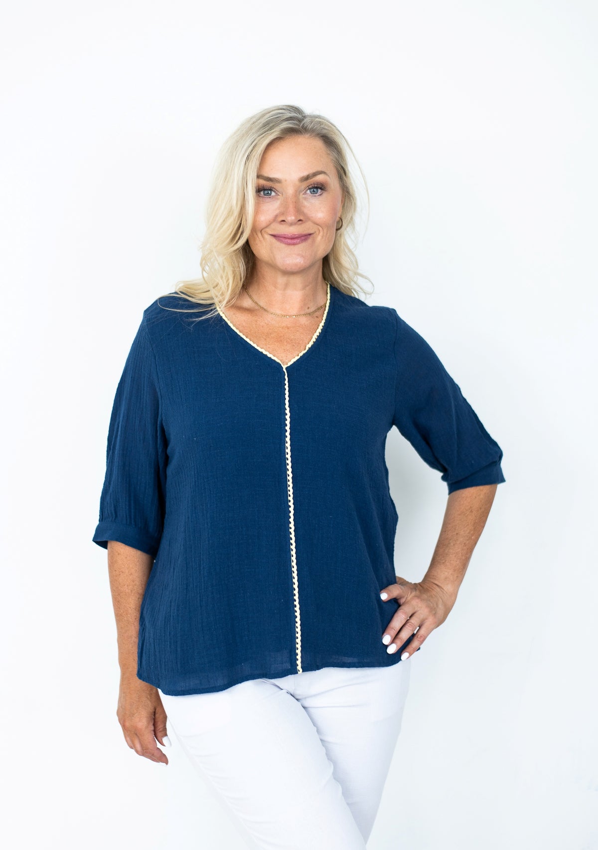Lace Trim Cotton Top