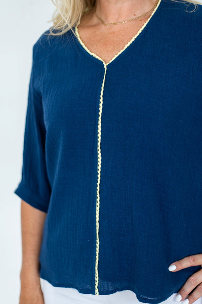 Lace Trim Cotton Top