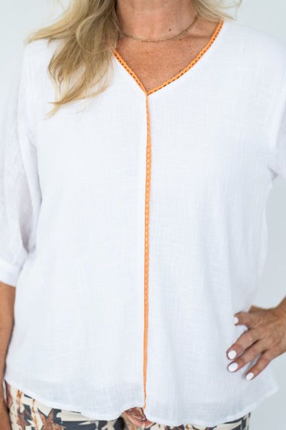 Lace Trim Cotton Top