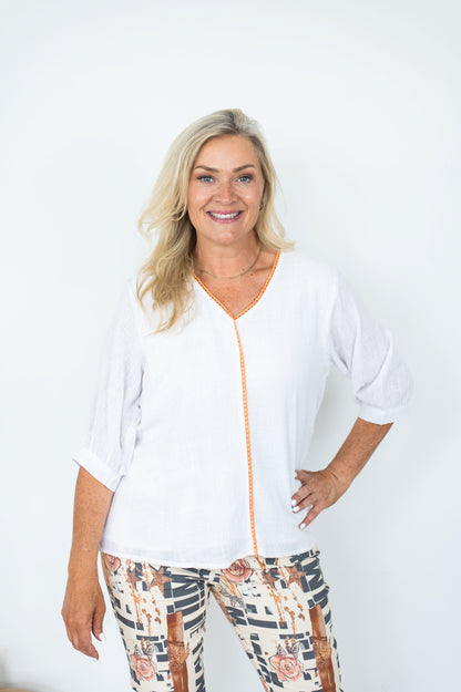 Lace Trim Cotton Top