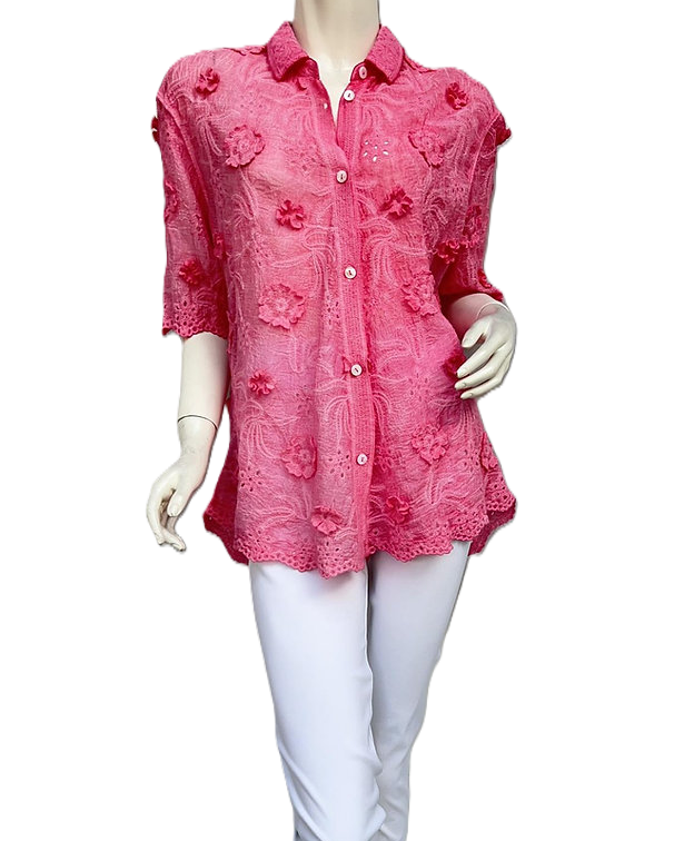 Floral Broderie Anglaise Button Down Shirt