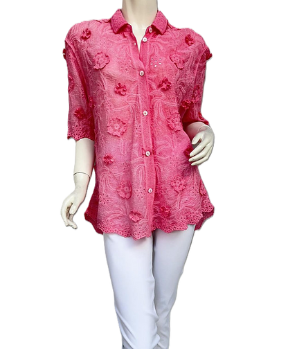 Floral Broderie Anglaise Button Down Shirt