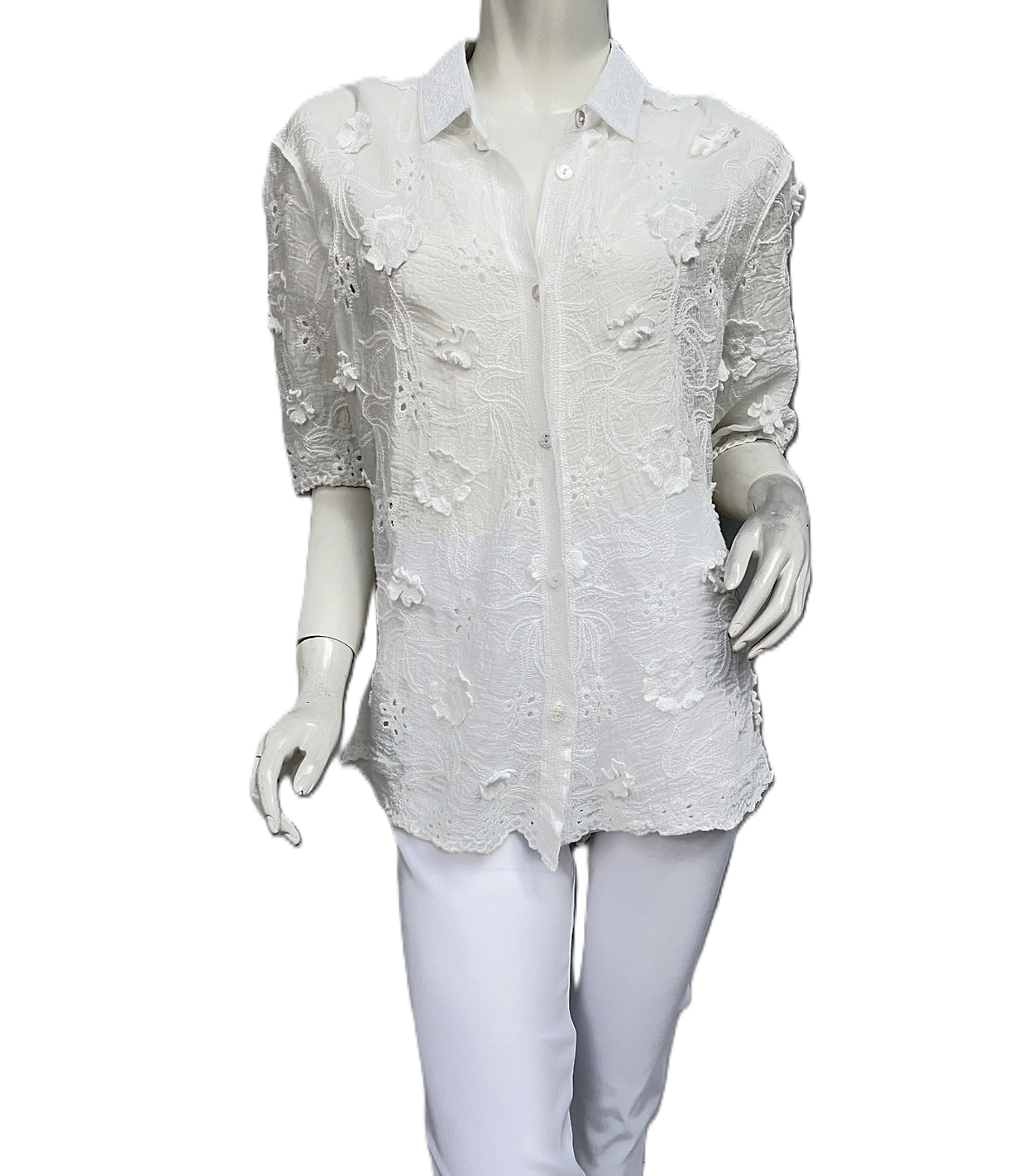 Floral Broderie Anglaise Button Down Shirt