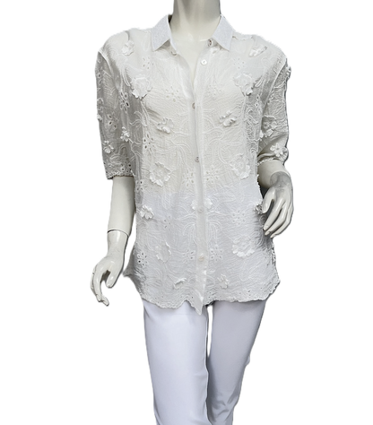 Floral Broderie Anglaise Button Down Shirt