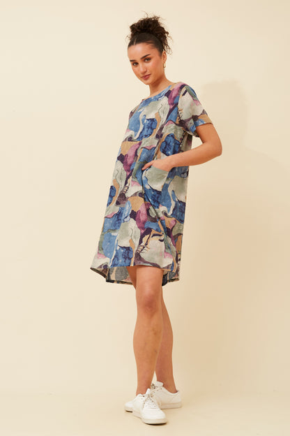 Rippling Pond Pocket Short Shift Dress