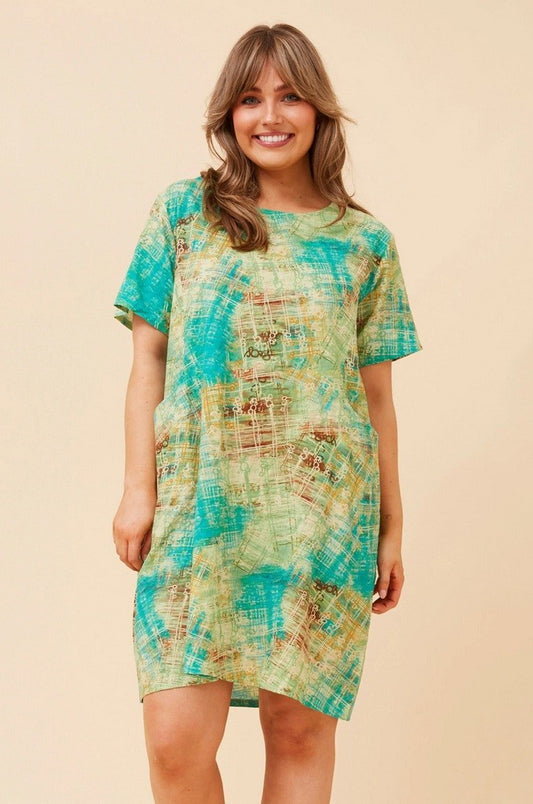 Mosaic Pocket Short Shift Dress