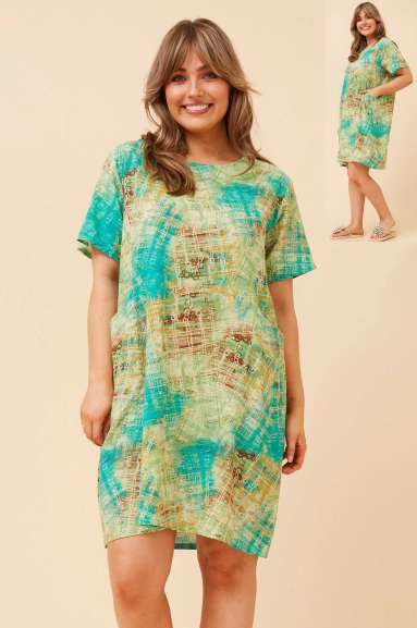 Mosaic Pocket Short Shift Dress