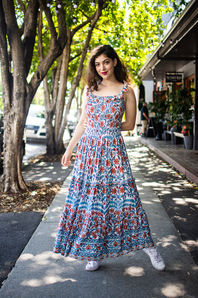 Daisy Border Frill Maxi Dress