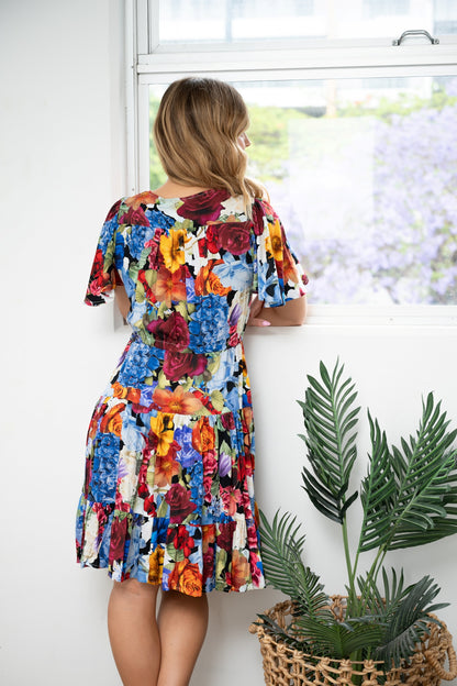 Flower Bouquet Tiered Dress