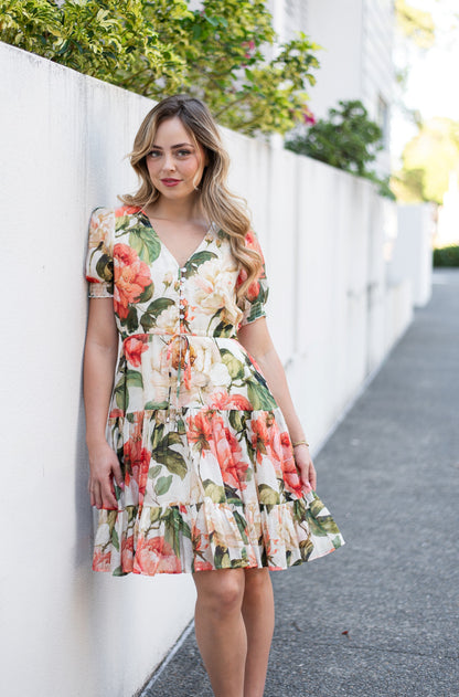 Peony Tiered Short Tie Dress