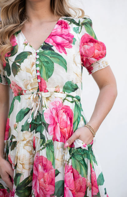 Peony Tiered Short Tie Dress