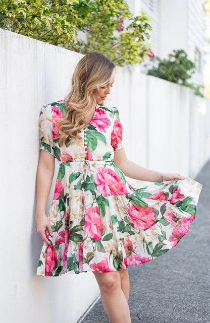 Peony Tiered Short Tie Dress