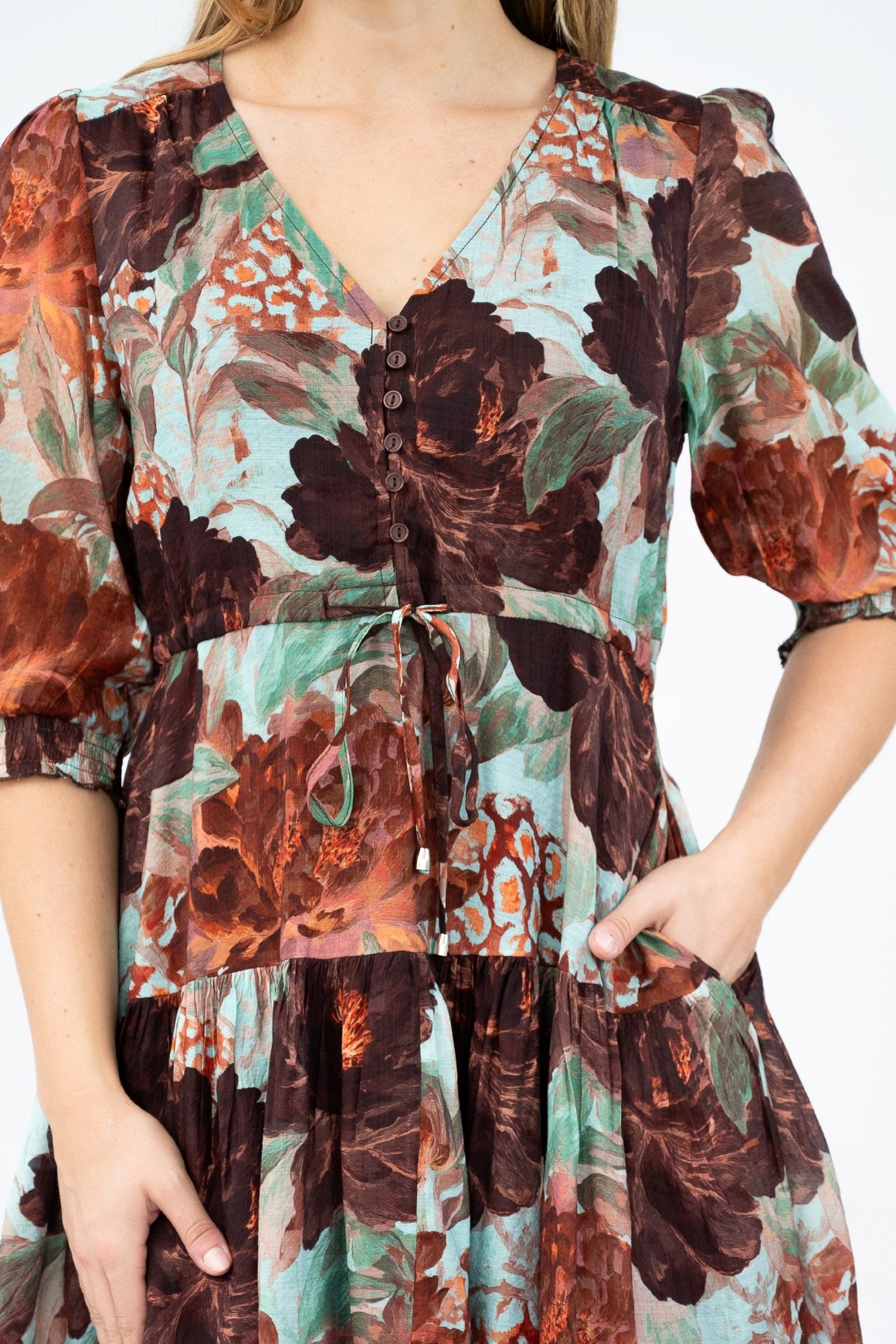 Peony Tiered Tie-Waist Short Dress