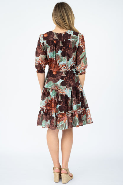 Peony Tiered Tie-Waist Short Dress