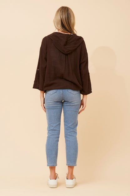 Oversized Hooded Zip-Up Cotton Jacket