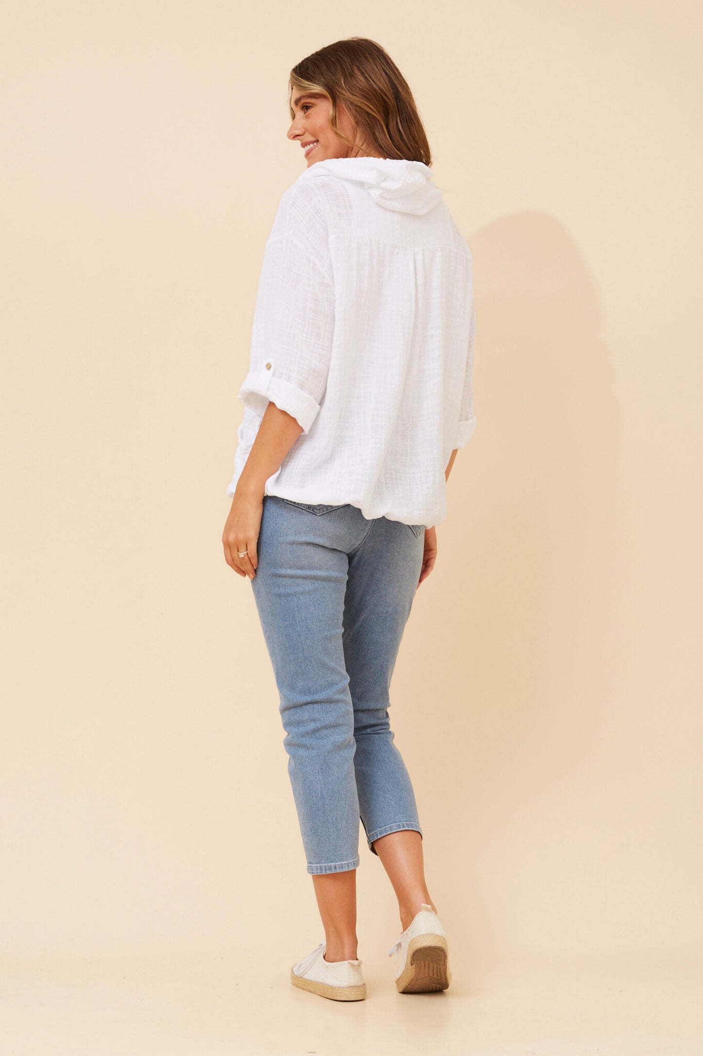 Oversized Hooded Zip-Up Cotton Jacket