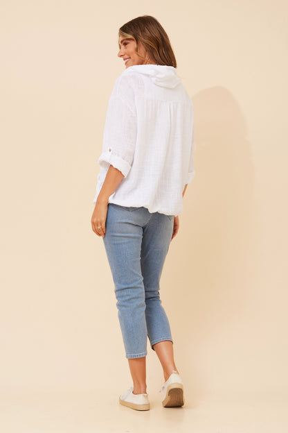 Oversized Hooded Zip-Up Cotton Jacket