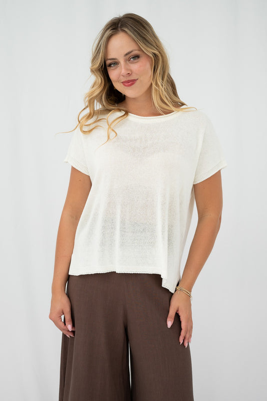 Relaxed Cotton Short Sleeve Top