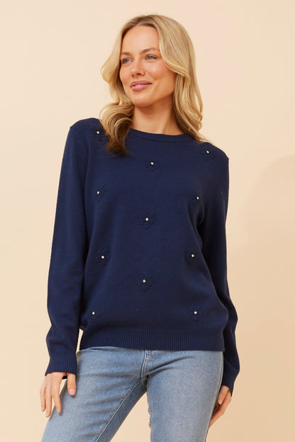 Floral Diamante Knit Jumper