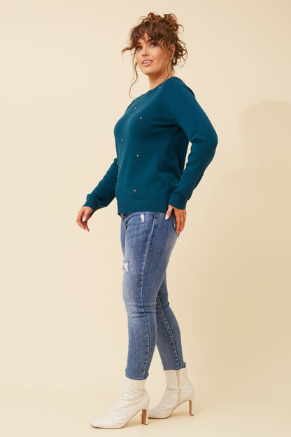 Floral Diamante Knit Jumper